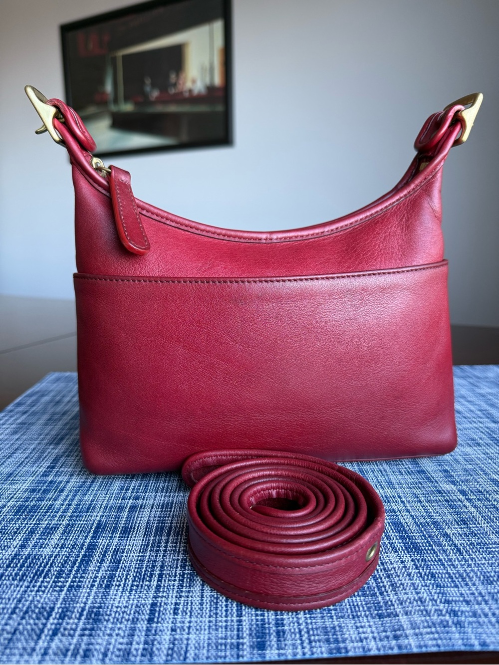 Red Vintage Coach 9136 Legacy Small Pocket Zip Leather Bag - Picture 6 of 16
